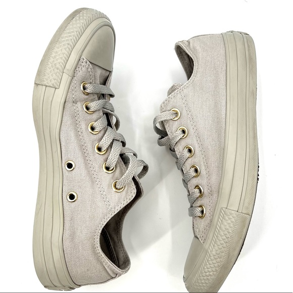 Converse Chuck Taylor All Star Ox 55990F Grey Sneaker With Gold Eyelets 7 - Picture 6 of 10